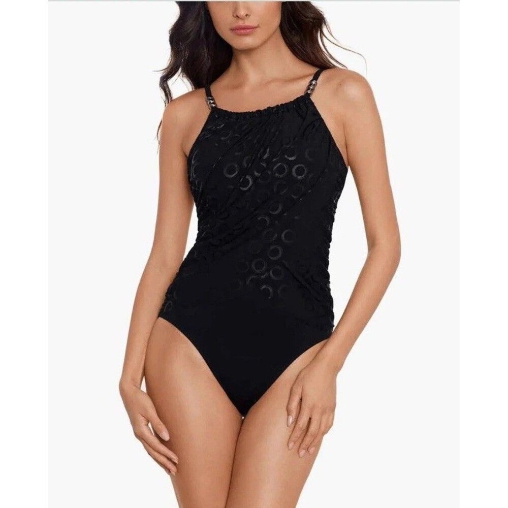 Miraclesuit Size 14 Bathingsuit NEW Cosmos Lisa Black One Piece Swimsuit NWT